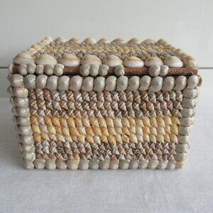 Vintage Shell Jewelry Box Handmade Seashell Treasure Trinket Box Coastal Decor